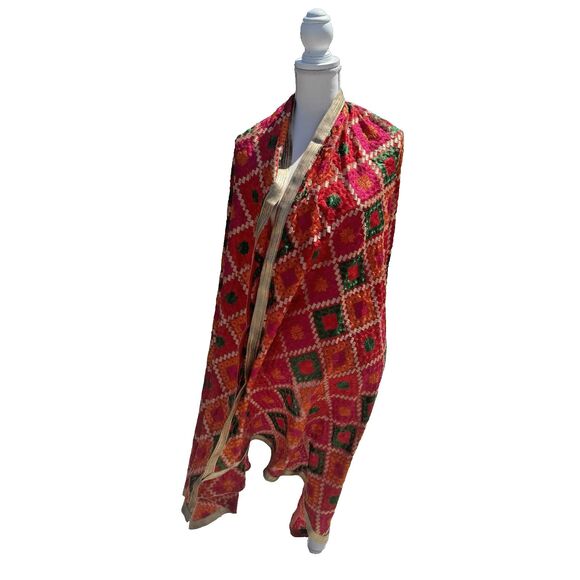 Zamour Saree Wrap Embroidered Bright Jewel Tone - Picture 1 of 12